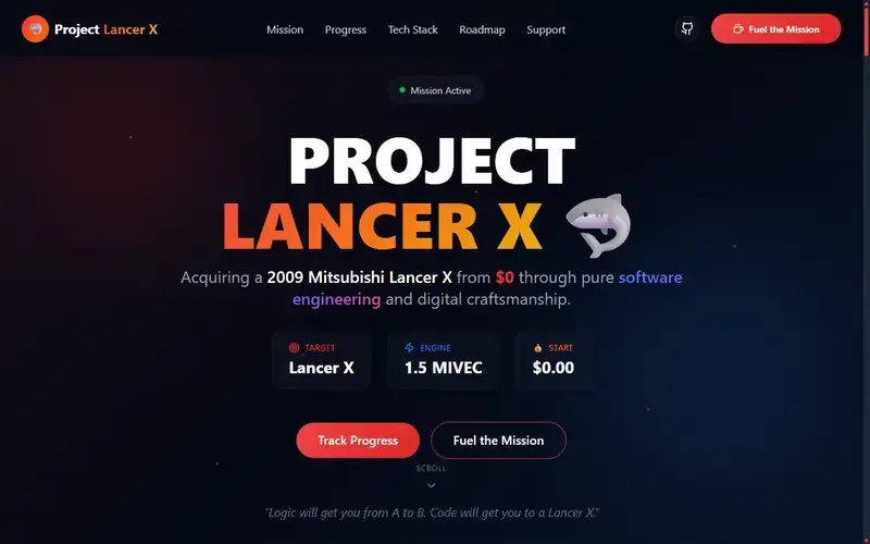 Project Lancer X arayüzünün kaydırma kaydı