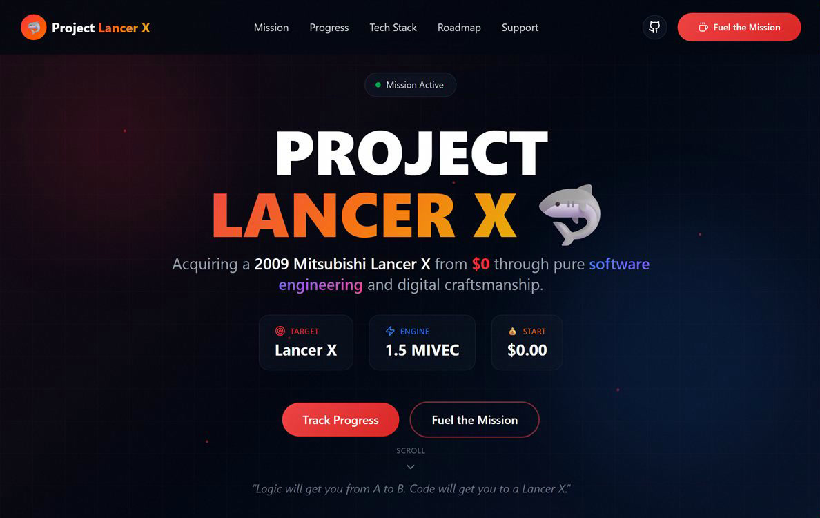 Project Lancer X ana ekranı
