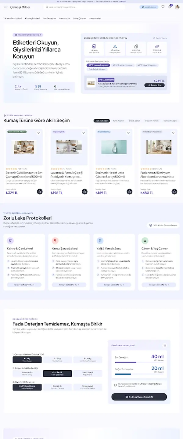 Çamaşır Odası: Temizlik & Bakım e-ticaret sitesi tasarımı